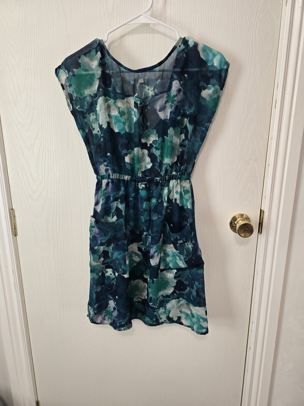 Xhilaration Teal and Navy Floral Mini Dress